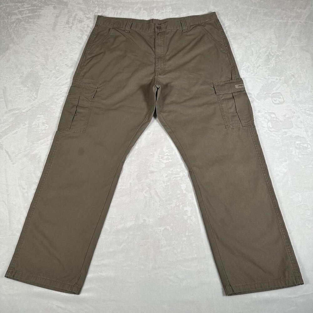 Wrangler Cargo Pants Men Size W40 L30 Gray 100% Cotton Snap Closure Workwear